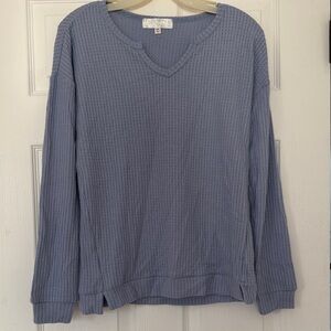 Girls XXL Long Sleeve Waffle Tee in Dusty Blue